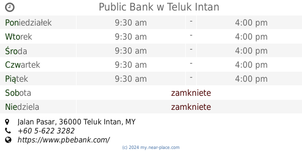 Bank Rakyat Godziny Otwarcia No 187 5 Jalan Intan 2 Bandar Baru Teluk Intan Teluk Intan Kontakt