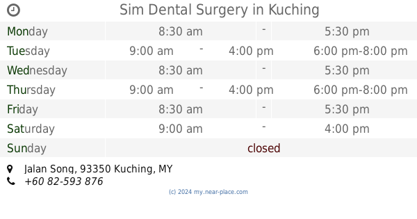 Dental Clinic Shim Wey Wong Kuching Opening Times Lot 15 Jalan Setia Raja Tel 60 82 366 288