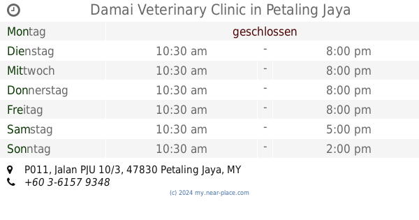 🕗 Klinik Veterinar Zul Erwan Sungai Buloh öffnungszeiten, 69 