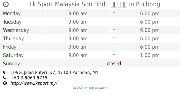 🕗 91 Phila Sdn Bhd opening times, 59, Jalan Puteri 5/3, Taman 