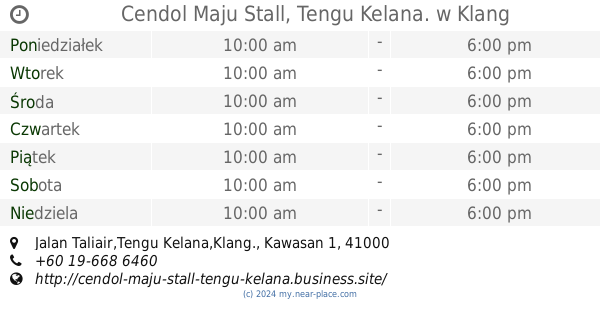 Cendol Maju Stall Tengu Kelana Klang Godziny Otwarcia Tel 60 19 668 6460