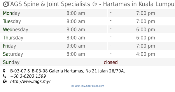 Tags Spine Joint Specialists Hartamas Kuala Lumpur Opening Times Tel 60 3 6203 1599