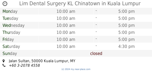 Klinik Pergigian Cahaya Suria Opening Times Bangunan Cahaya Suria Jalan Silang City Centre Kuala Lumpur Contacts