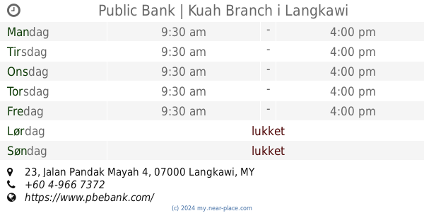 Bank Islam Langkawi Abningstider 43 Jalan Pandak Mayah 5 Tel 60 4 966 2463